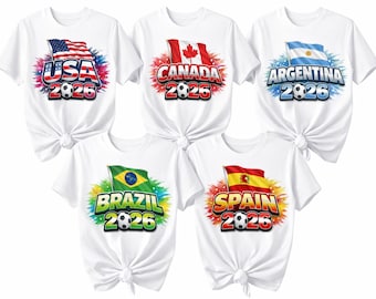 2026 Welt Fußball Fan Shirt - Alle teilnehmenden Länder Fußball Tee