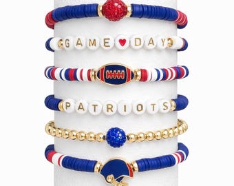 Pulseras Patriots Stack, joyería para fanáticos de la NFL, regalo para el día del partido, accesorios para fiestas previas al partido