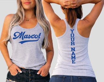 Custom Mascot racerback Tank Top, Game Day Adult Tshirt, Personalized School Team Vneck, CSP175