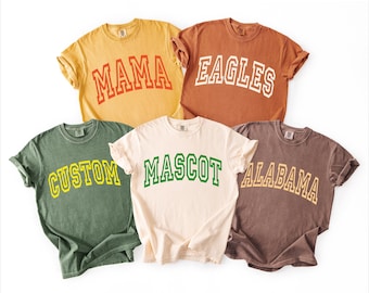 Custom Mascot Comfort Colors Shirt, Personalized Team Name Bella Canvas Tshirt, School Spirit Tee