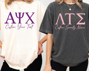 Custom Sorority Comfort Colors Shirt, Greek Letters College Tee CSP310