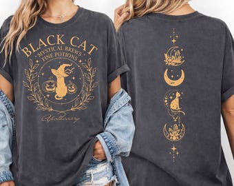 Black Cat Apothecary Comfort Colors Shirt, Halloween Witch Tee, CSP298