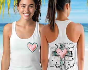 Look Back And Thank God Racerback Tank Top, Christian Jesus Vneck Shirt  CSP074