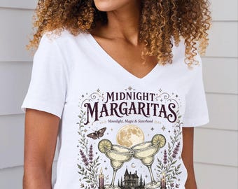 Midnight Margaritas Racerback, Witchy Halloween Vneck Tee, CSP382