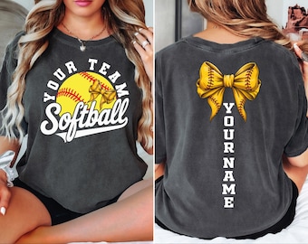 Custom Softball Comfort Colors Shirt, Family Matching Personalized Game day Tee CSP058
