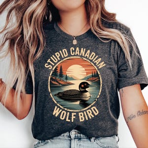 Comfort Colors Stupid Canadian Wolf Bird Shirt, Hockey  Fan Tee