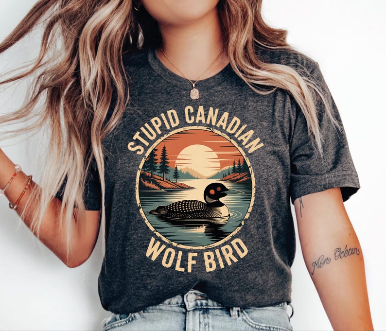 Comfort Colors Stupid Canadian Wolf Bird Shirt, Hockey Fan Tee CSP004 image 1