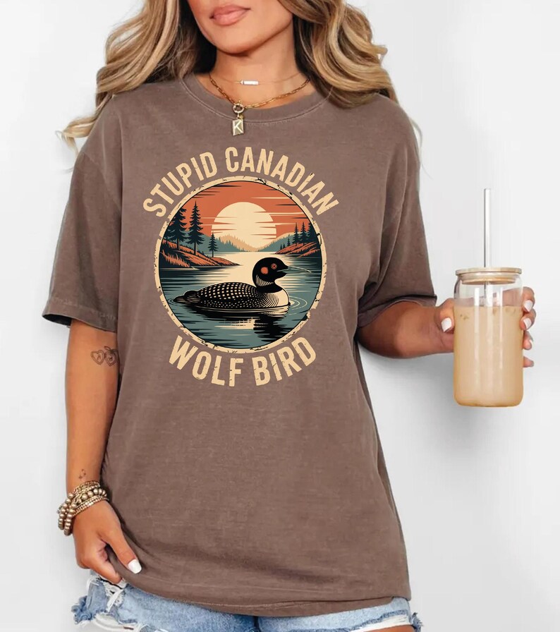 Comfort Colors Stupid Canadian Wolf Bird Shirt, Hockey Fan Tee CSP004 image 6