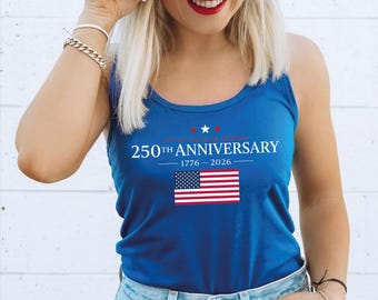 America 250 Years Racerback Tank Top, USA 250th Anniversary Vneck Shirt CSP065