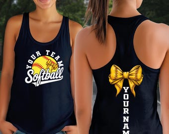 Custom Softball Racerback Tank Top, Family Matching Personalized Game day Tee CSP058