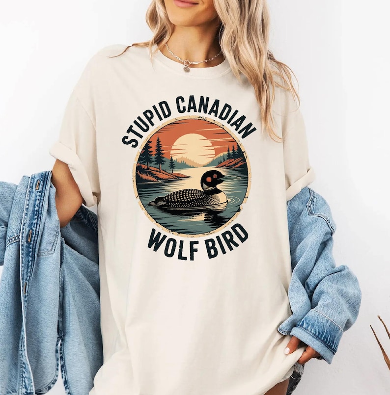 Comfort Colors Stupid Canadian Wolf Bird Shirt, Hockey Fan Tee CSP004 image 2