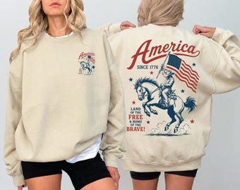 America 1776 Land Of The Free  Sweatshirt, USA 250 Striped Back and Front Print Hoodie CSP294