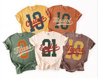 Custom Mascot Number Shirt, Personalized School Spirit Tee, Team Name Game Day Shirt, CSP378