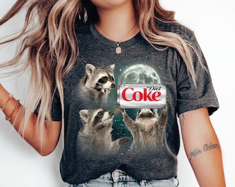 Three Raccoons Diet Coke Shirt, Retro Raccoon Moon Tee, CSP117