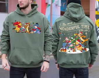 Christmas Winnie The Pooh Sweatshirt, Two-Sides Disney Xmas Trip Hoodie, Family Christmas Pajamas, CSP401
