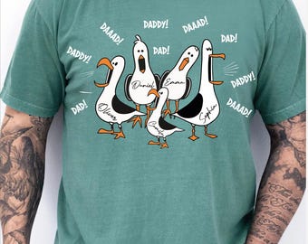 Camiseta personalizada de papá con gaviota, camiseta personalizada con el nombre del niño para papá CSP258