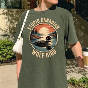 Comfort Colors Stupid Canadian Wolf Bird Shirt, Hockey Fan Tee CSP004 image 7