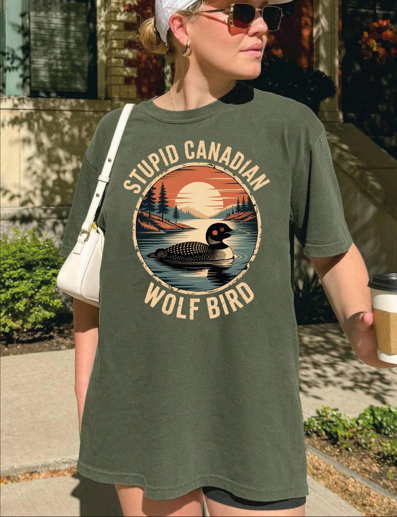 Comfort Colors Stupid Canadian Wolf Bird Shirt, Hockey Fan Tee CSP004 image 7