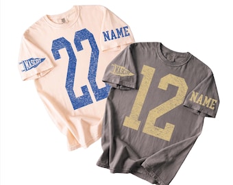 Custom Number and Name Sleeve Print Shirt, Game Day Adult Tee, Football Baseball Mom Tshirt, CSP366