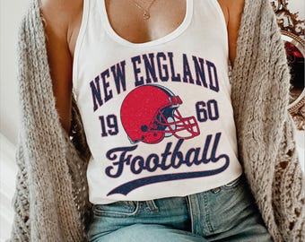 Vintage Style New England Racerback and Vneck, Retro Football Fan  Shirt CSP038