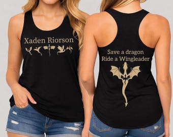 Xaden Riorson Racerback, Save A Dragon Ride A Wingleader Vneck Tee,   CSP250