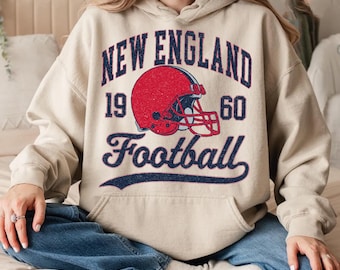 Vintage Style New England Sweatshirt or Hoodie, Retro Football Fan  Sweater CSP038