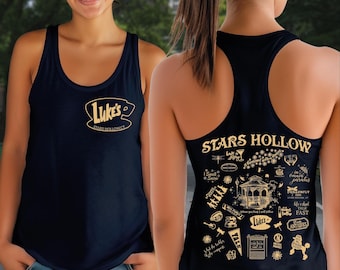 Camiseta sin mangas estilo racerback de Stars Hollow, camiseta de cuello en V para mujer GG Fan Lukes Diner CSP161