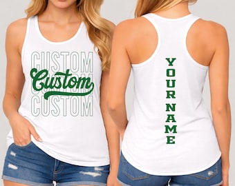 Custom Mascot racerback Tank Top, Game Day Adult Tshirt, Personalized School Team Vneck, CSP247
