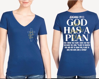 God Has A Plan Racerback, Bible Verse Vneck Shirt,  Jeremiah 29:11 Christian Tank Top CSP111