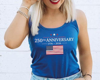 Camiseta sin mangas con espalda cruzada "250 años de América", camiseta de cuello en V del 250.º aniversario de EE. UU. CSP065