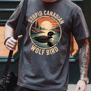 Comfort Colors Stupid Canadian Wolf Bird Shirt, Hockey Fan Tee CSP004 image 3