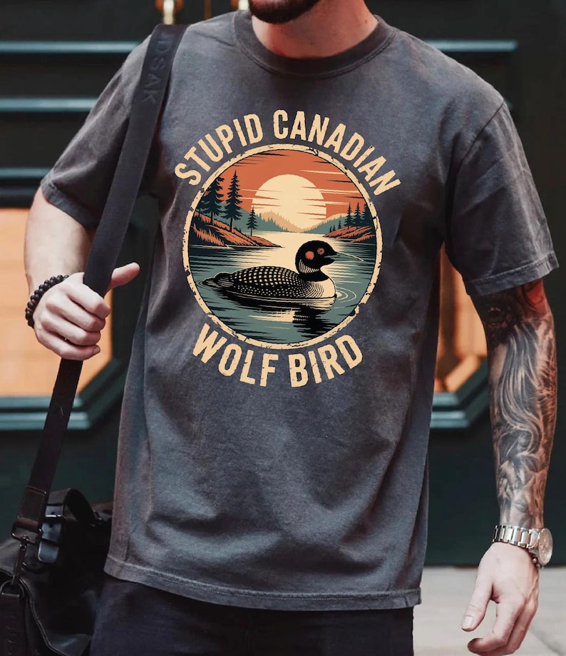 Comfort Colors Stupid Canadian Wolf Bird Shirt, Hockey Fan Tee CSP004 image 3