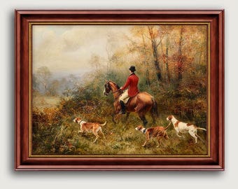 Vintage Fox Hunt Fine Art Print, Equestrian English Country Wall Art
