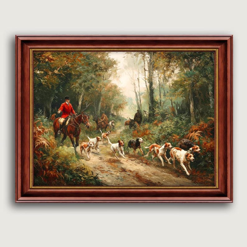 Vintage English Fox Hunt Fine Art Print, Equestrian Countryside Wall ...