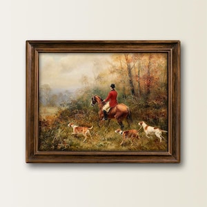 版画 50s / Fox hunting The Draw by Heywood Hardy 42x30 Large Framed Equestrian Fox