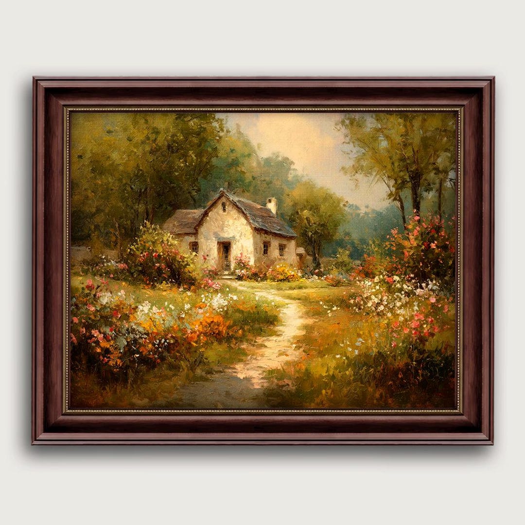 Vintage Cottage Fine Art Print, Spring Farmhouse Landscape Wall Art - Etsy