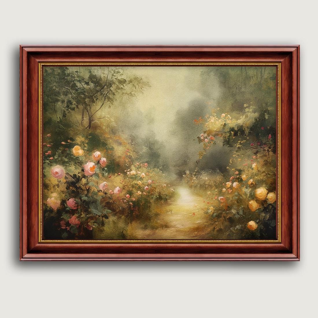 Vintage Rose Garden Fine Art Print, Muted Floral Wall Art, English ...