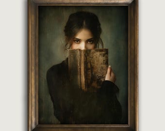 Victorian Woman Reading Fine Art Print, Gothic Vintage Wall Decor