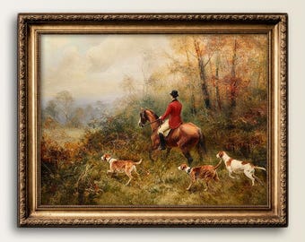 Vintage English Foxhounds Fine Art Print, Equestrian English Country Wall Art