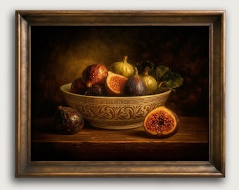 Vintage Fig Still Life Fine Art Print, Rustic Kitchen Farmhouse Wall Art Decor