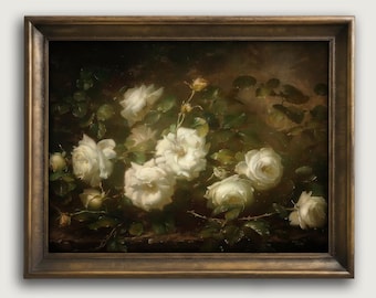Vintage Floral Fine Art Print, Antique Floral Cottage Decor Gift