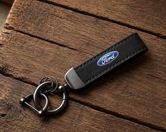 Ford Leather Keychain, Personalized Car Keychain, Premium Faux Leather Key Fob, Ford Logo Key Holder, Gift for Ford Owners, Car Accessories