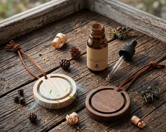 Minimalist Wooden Car Diffuser, Essential Oil Aromatherapy Air Freshener, Rearview Mirror Pendant, Walnut Wood Hanging Car Accessory