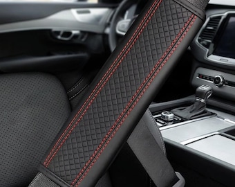 Premium PU Leather Car Seat Belt Cover | Embossed Auto Shoulder Pad | Comfort Seatbelt Cushion | Car Interior Accessories