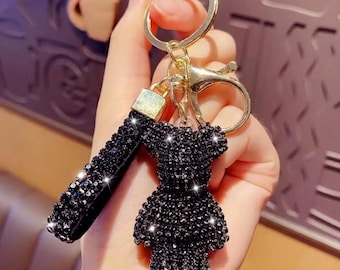 Luxury Rhinestone Bear Car Keychain | Bling Crystal Animal Keyring | Sparkly Bag Charm | Cute Auto Accessory Gift for Her
