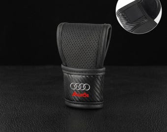 Premium Audi Gear Shift Knob Cover - Non-Slip Leather Shift Handle Protector - Custom Car Interior Accessories for A3 A4 A5 Q5 Q7