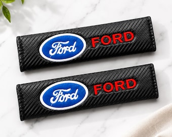 Compatible with Ford Seat Belt Shoulder Pad Covers – Carbon Fiber Style – Soft Car Seat Belt Cushions – Set of 2