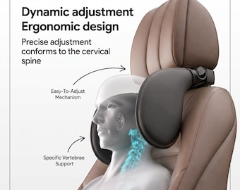 Adjustable Car Headrest Pillow with Memory Foam, Ergonomic Neck Support for Travel, Sleep Side Pillows for Passengers