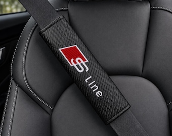 Audi Seat Belt Covers 2PCS, Carbon Fiber Style Shoulder Pads, Car Seat Belt Cushion, Auto Interior Accessories