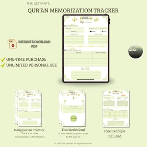Quran Memorization Planner | Daily Memorization & Review Tracker | Minimalist Muslim Planner | Printable PDF